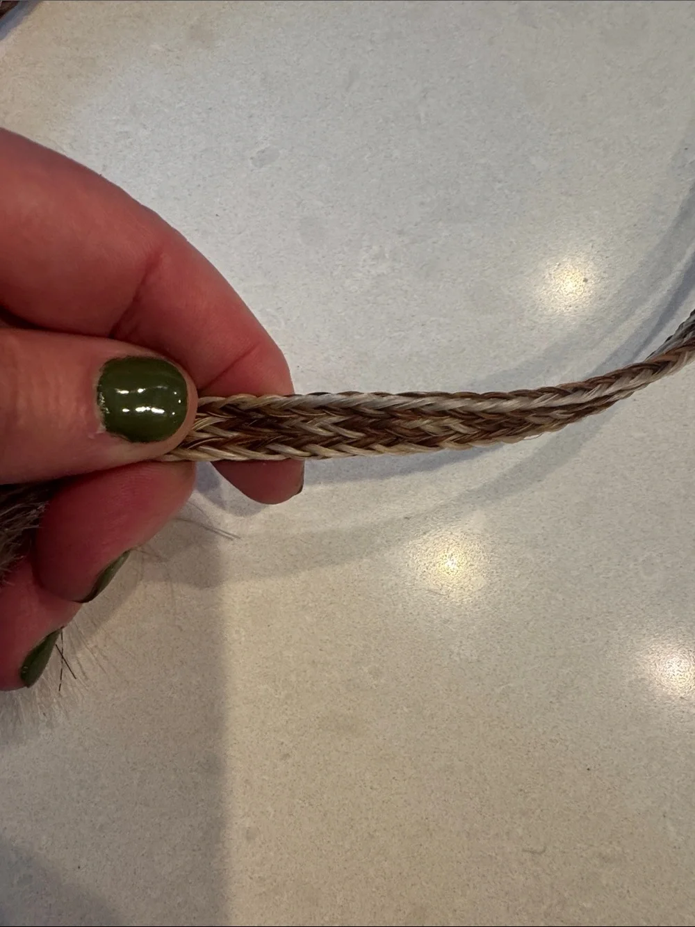 Brown Braided Tassel Headband with Gray Accents